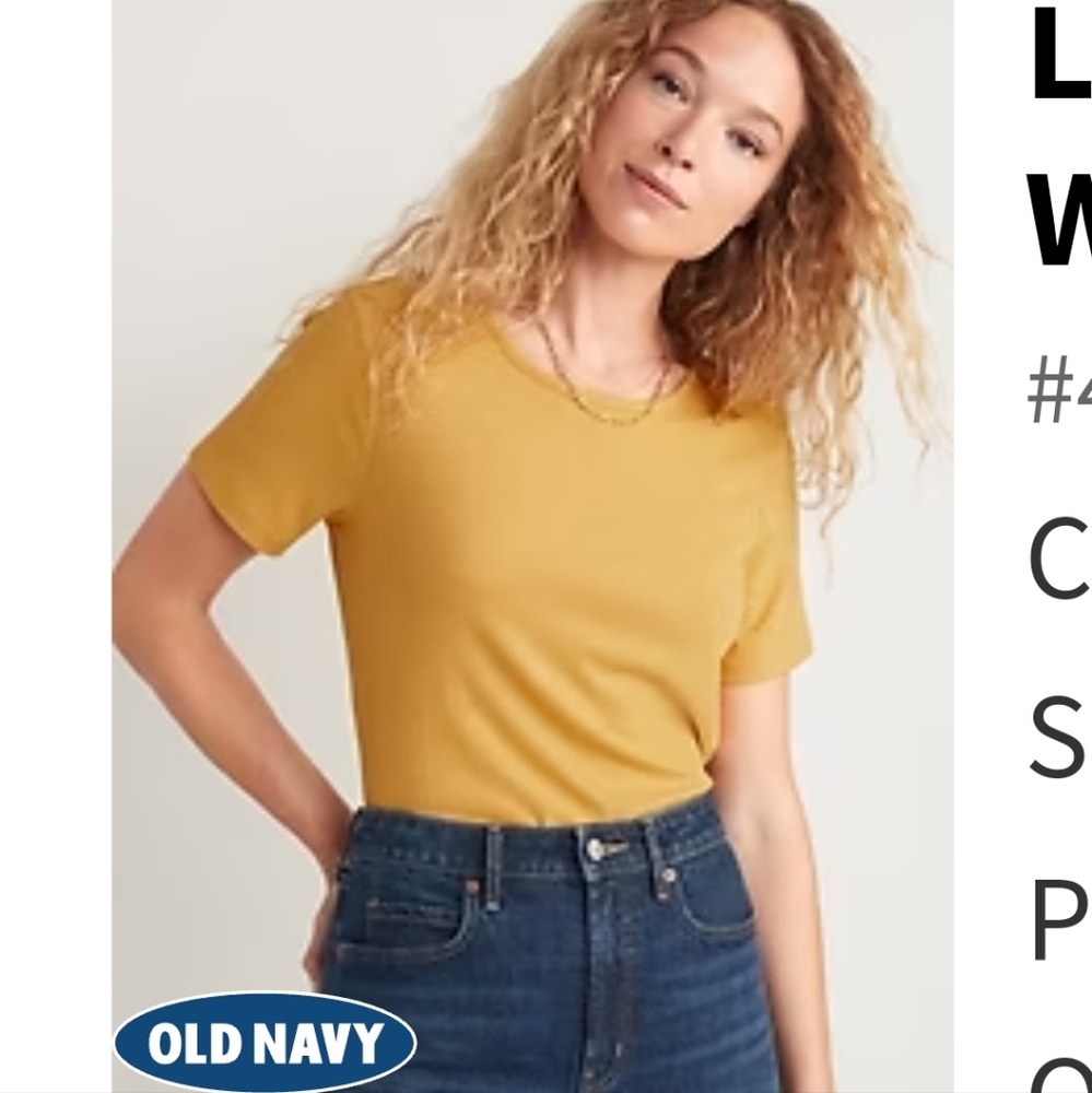 Old Navy Yellow Luxe Ribbed Slub-Knit T-Shirt for Women Large